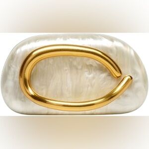 Elegant White and Gold Clutch